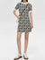 Beige and black stars patterned short dress