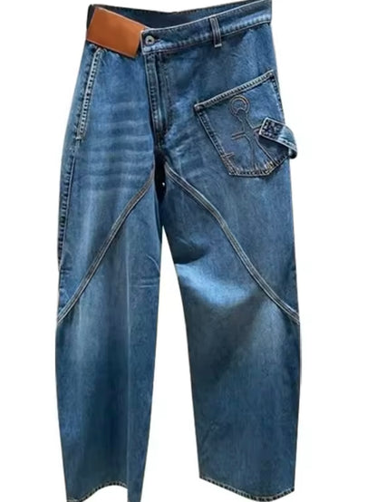 Denim wide leg pants