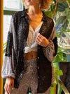 Gray and silver sequins shirt