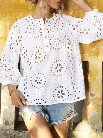 White lace knitted blouse top