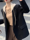 Black hooded blazer