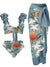 White flowers blue set of 2 swimsuit and maxi skirt