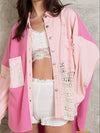 Pink crochet knitted jacket