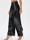 Black pleaded shiny pants