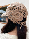 Brown knitted crochet baseball hat