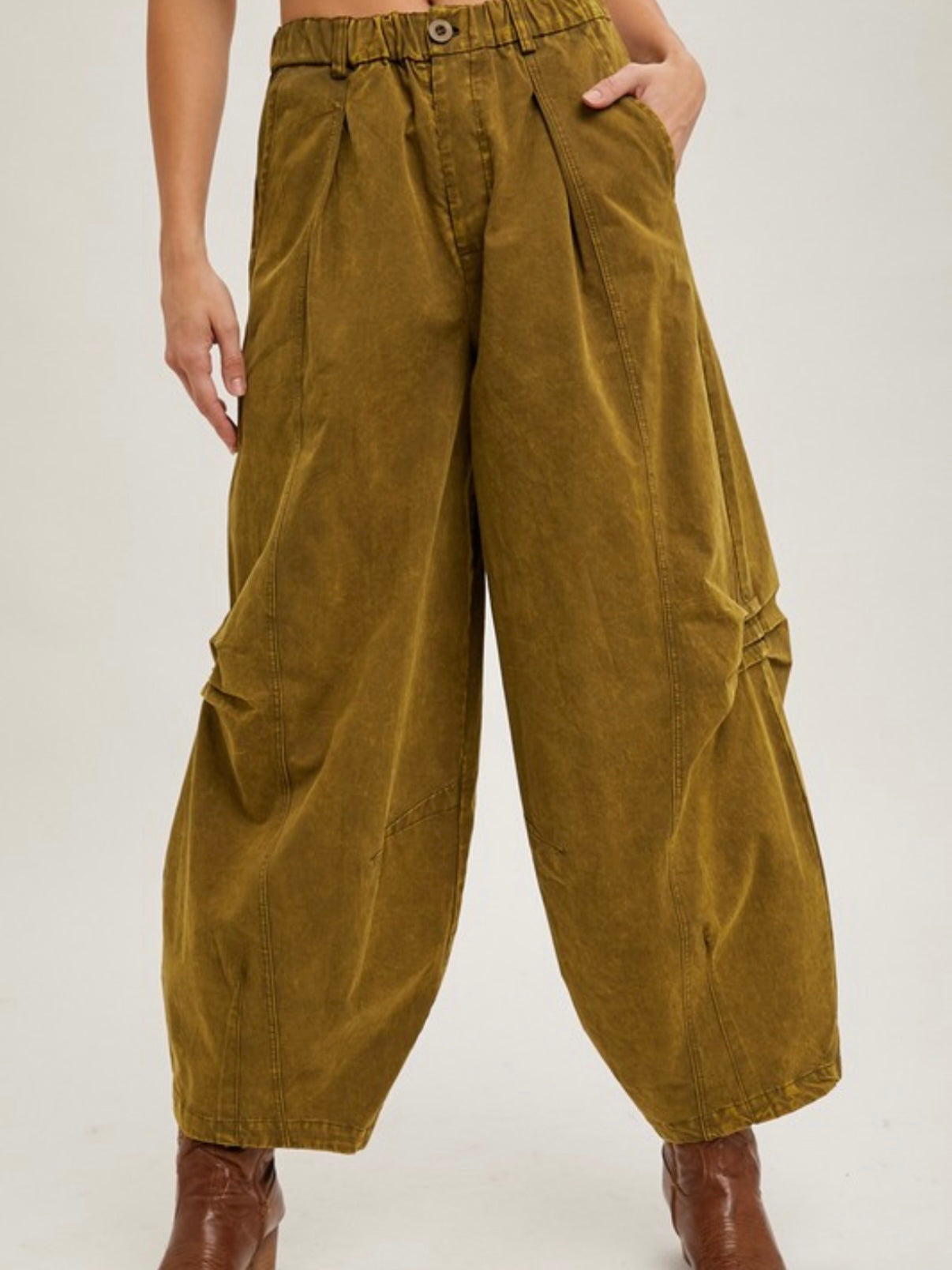 Army Green cordurey barrel jeans