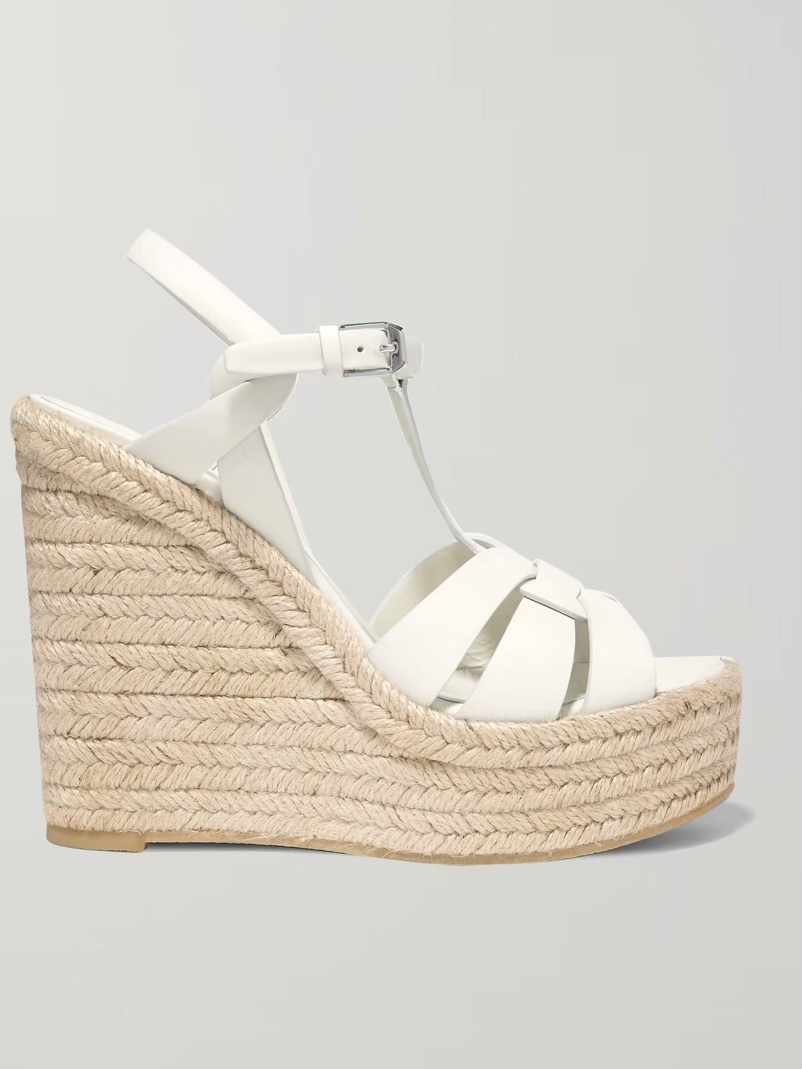 White wedge high heels sandals