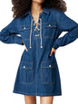 Long sleeve denim dress casual with pocket