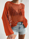 Orange knitted net top