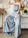 Light blue washed denim sleeveless jumper