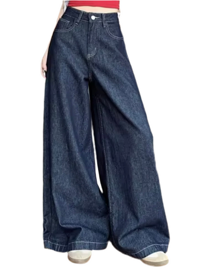 Dark blue wide jeans pants