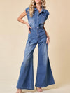 Wide leg denim jumpsuit