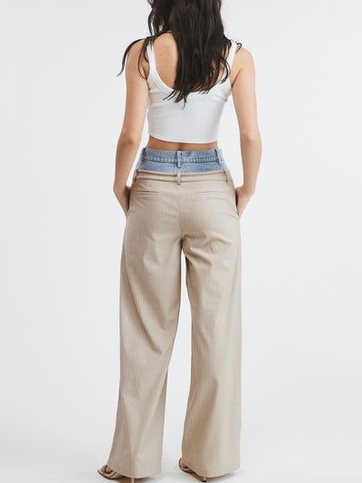 Blue jeans and beige wide leg