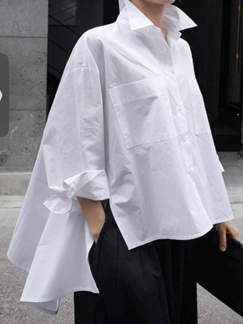 White loose asymmetrical shirt