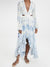 White and light blue roses print maxi dress
