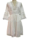 White boho lace embroidered mini dress