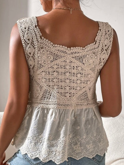 Beige floral lace top