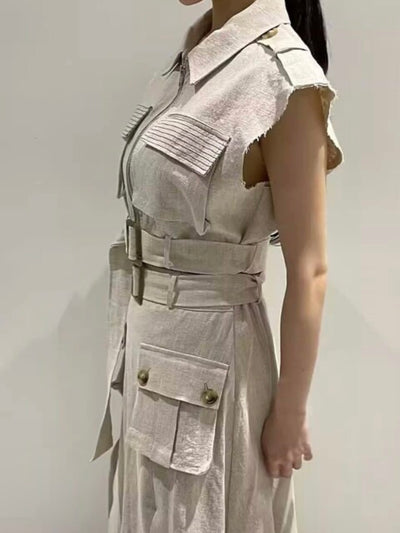Beige zipper front top