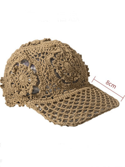 Brown knitted crochet baseball hat