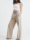 Blue jeans and beige wide leg