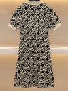 Beige and black stars patterned short dress