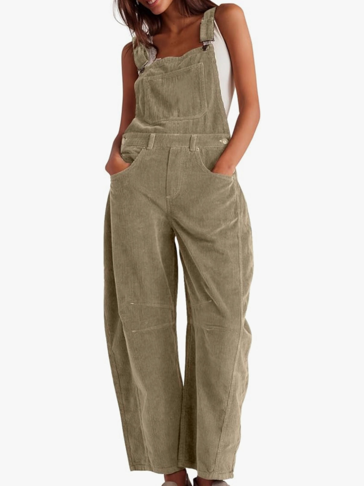 Beige corduroy jumper overall