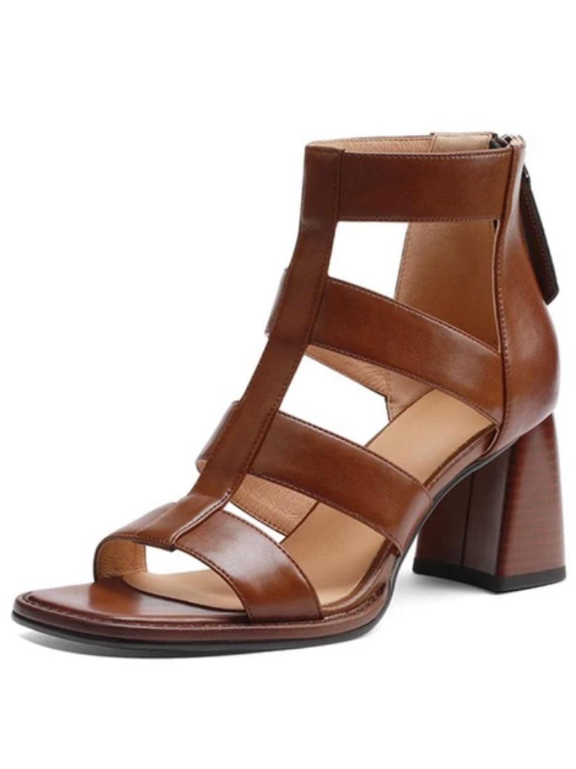 Dark brown high heels sandals