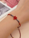 Little red heart thin braided bracelet