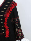 Black and red embroidery details short dress
