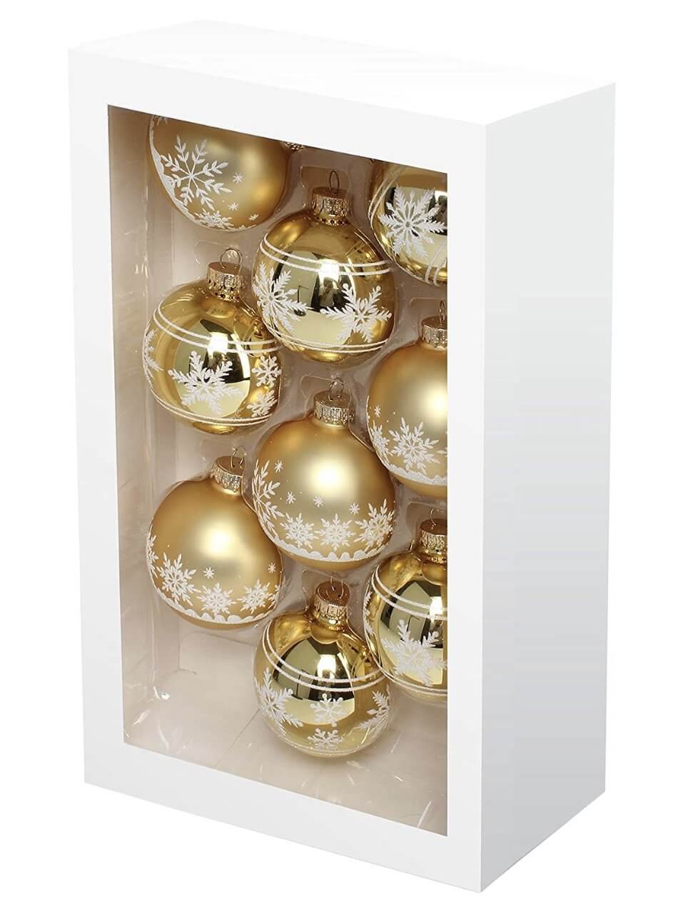 9 Golden glass balls ornaments - Wapas