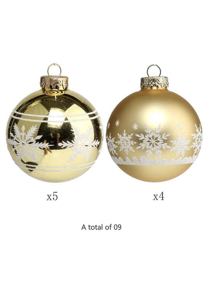 9 Golden glass balls ornaments - Wapas