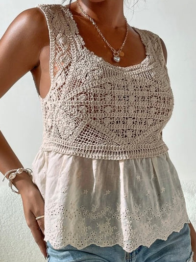 Beige floral lace top