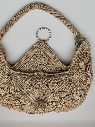 Coffee knitted boho handbag