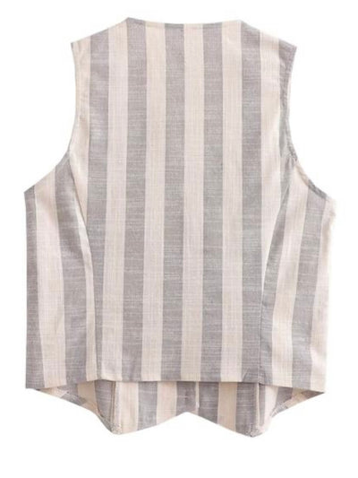 Off White striped set of 2 vest top and pants