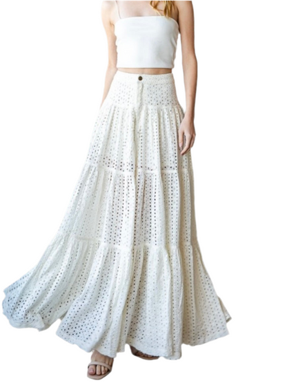 Off white eyelet maxi skirt