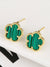 Green five leave petal flowers earrings