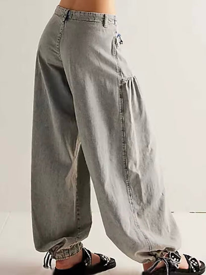 Gray denim wide leg pants