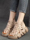 Beige apricot loafers platform shoes