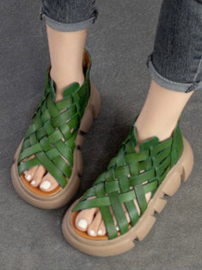 Green loafers platform shoes