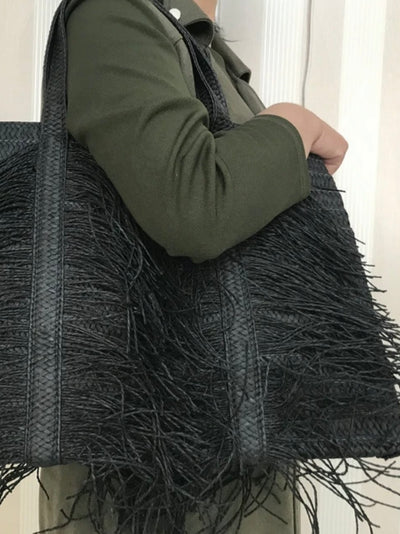 Big black tassels bag