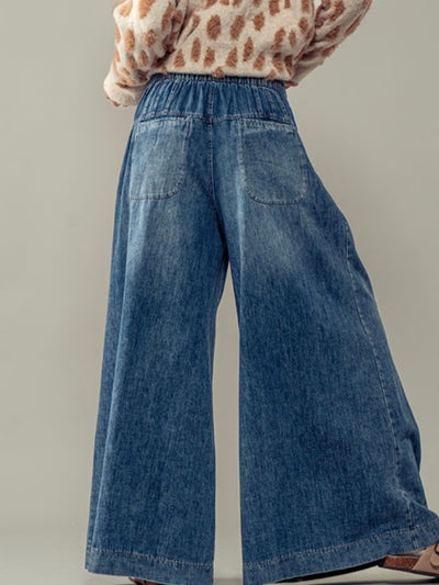 Washed pinktuck wide leg pants