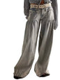 Gray denim wide leg pants