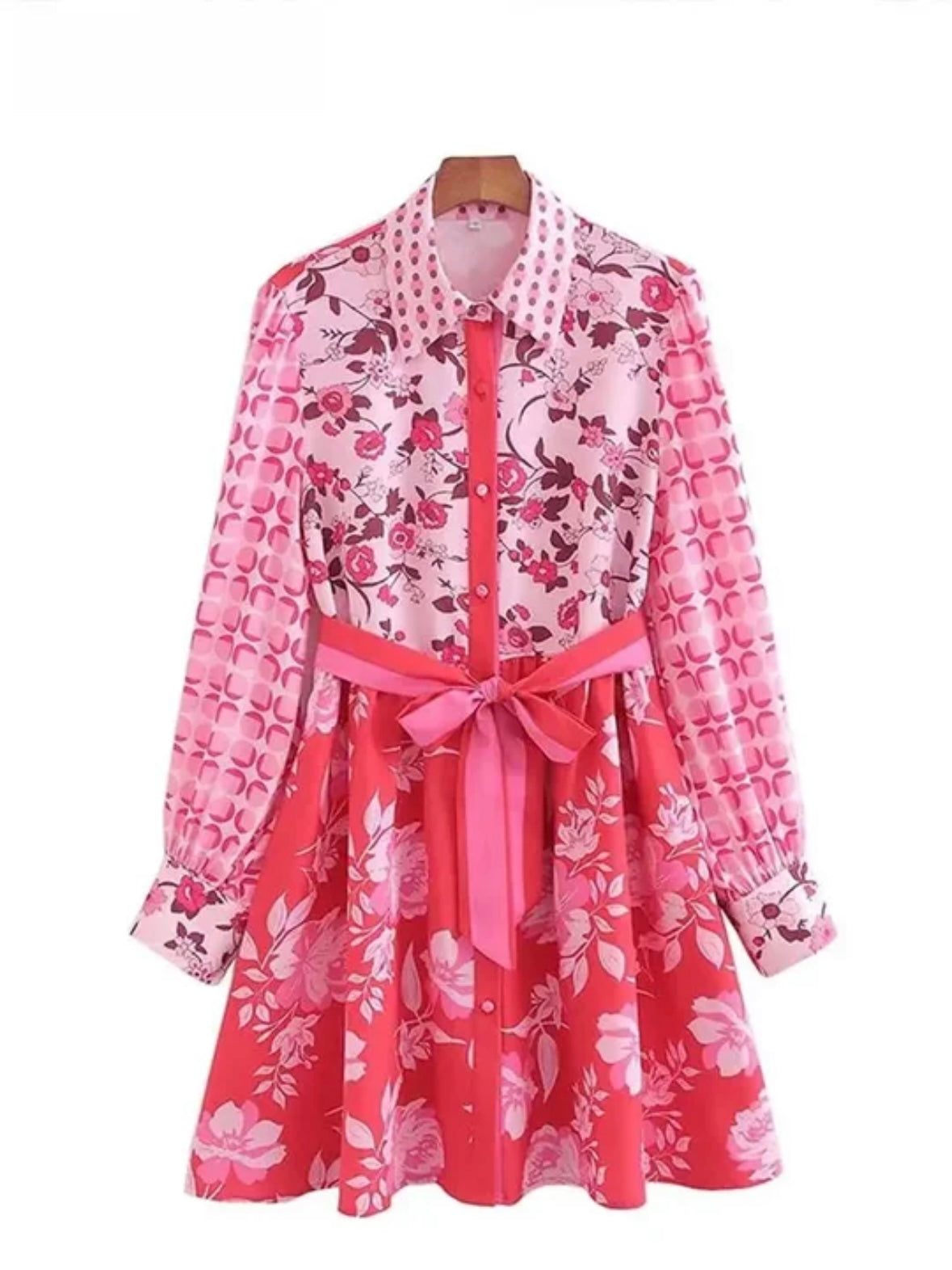 Pink floral short dress