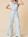 Wide leg light denim jumpsuit