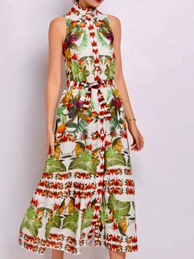 Green floral maxi dress