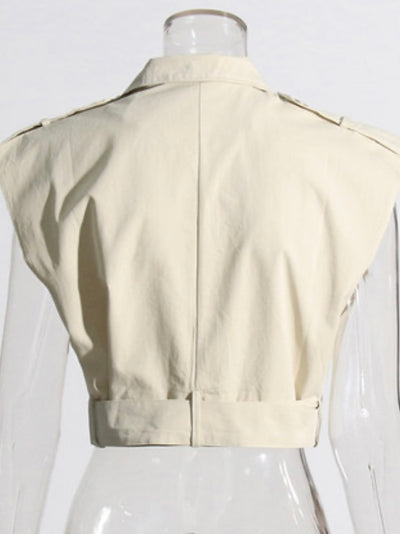 Beige zipper front top