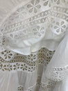 White ruffled lace maxi dress