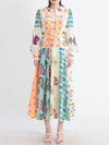 Beige and orange hearts, butterflies, snakes and sun maxi dress