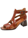 Brown low square heel shoes