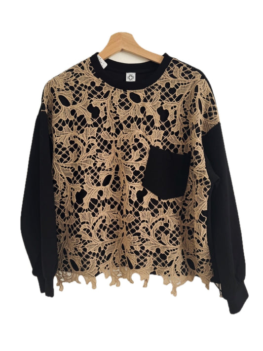 Black and beige lace 2 top sweater